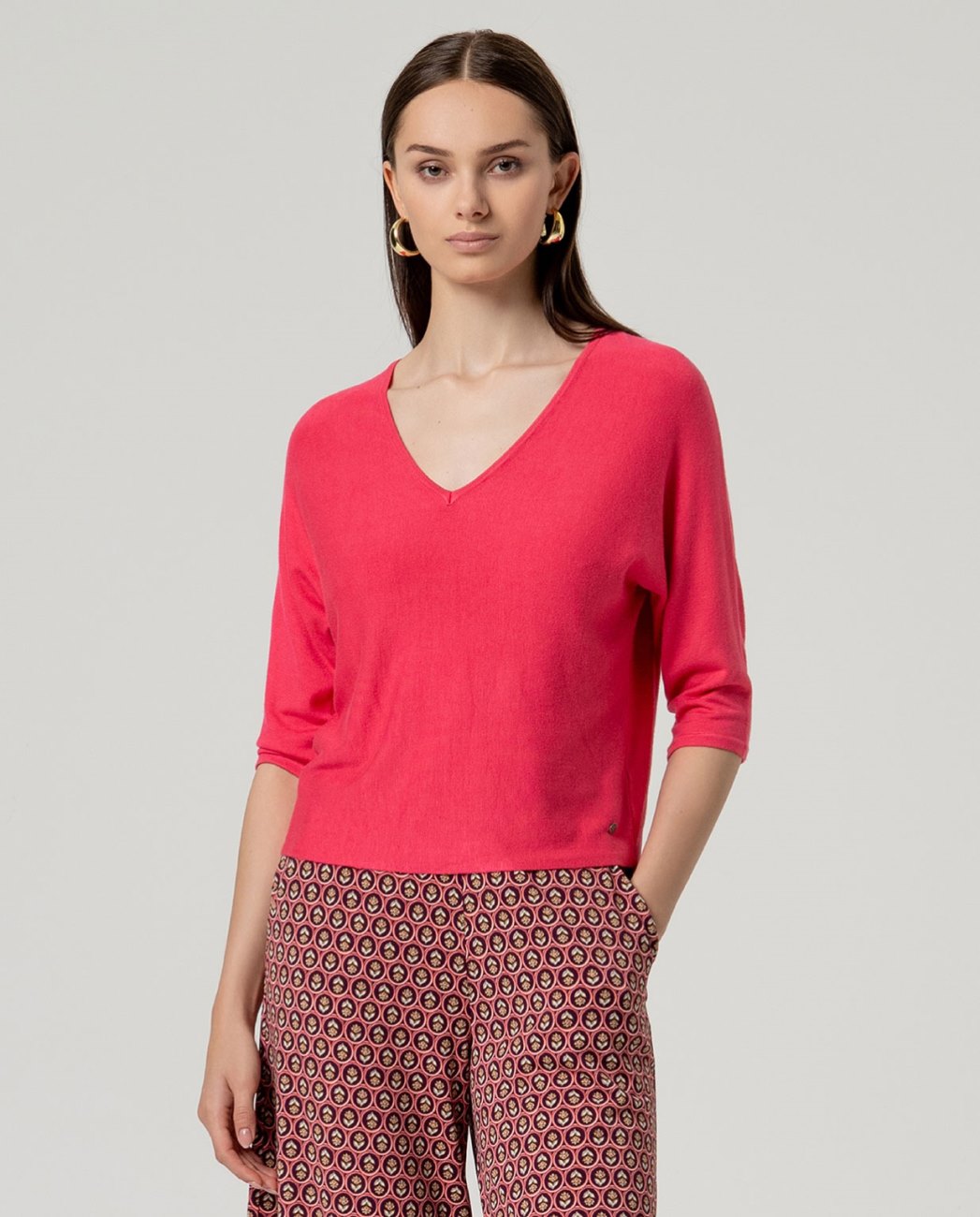 Batwing V-Neck Sweater – Roze