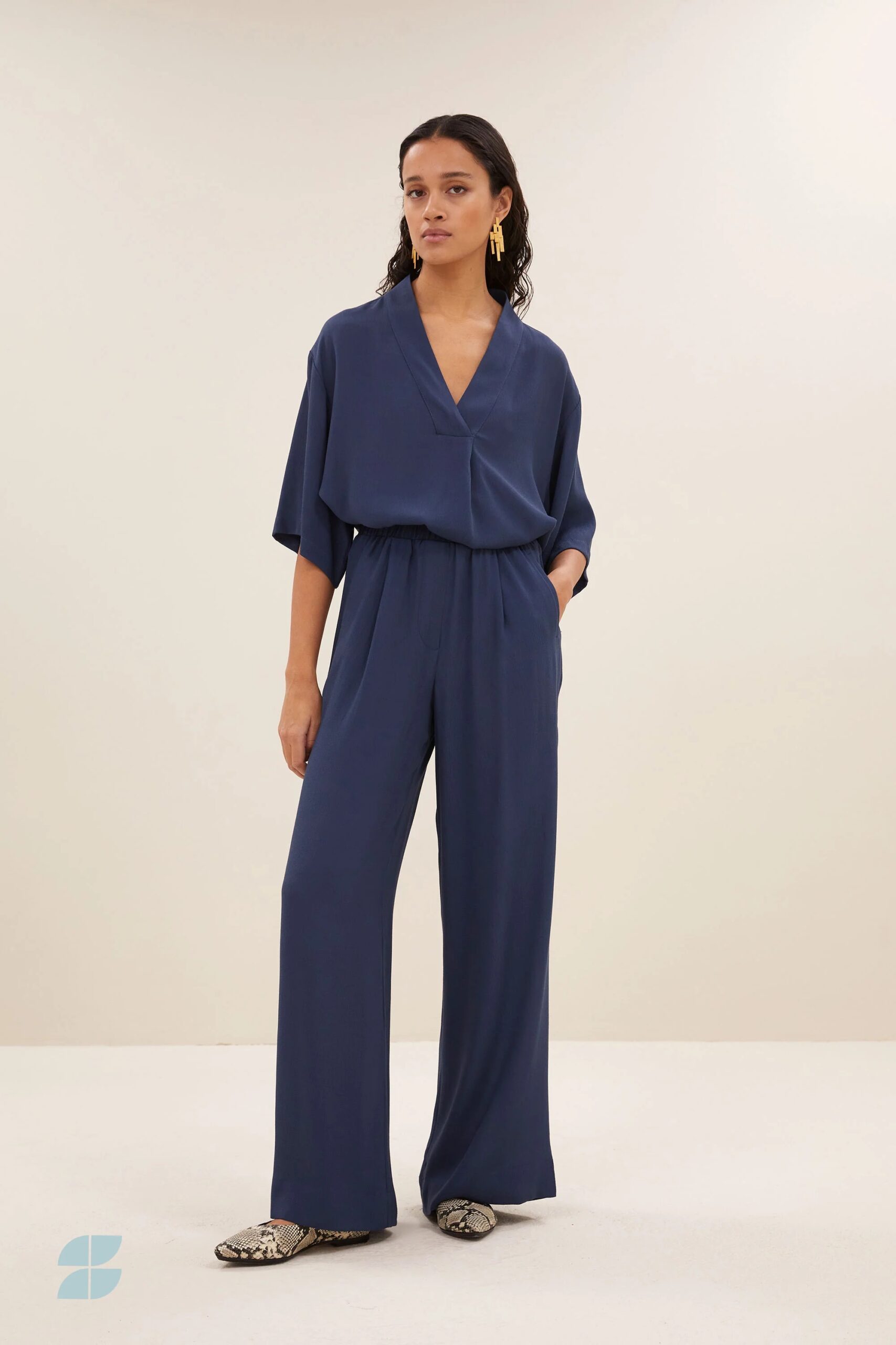 benji viscose pants – Donkerblauw