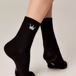 Dames fantasie sok zwart met lurex kroontje