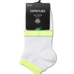 Heren sport short sok zonder voelbare teennaad Wit / Fluor Geel